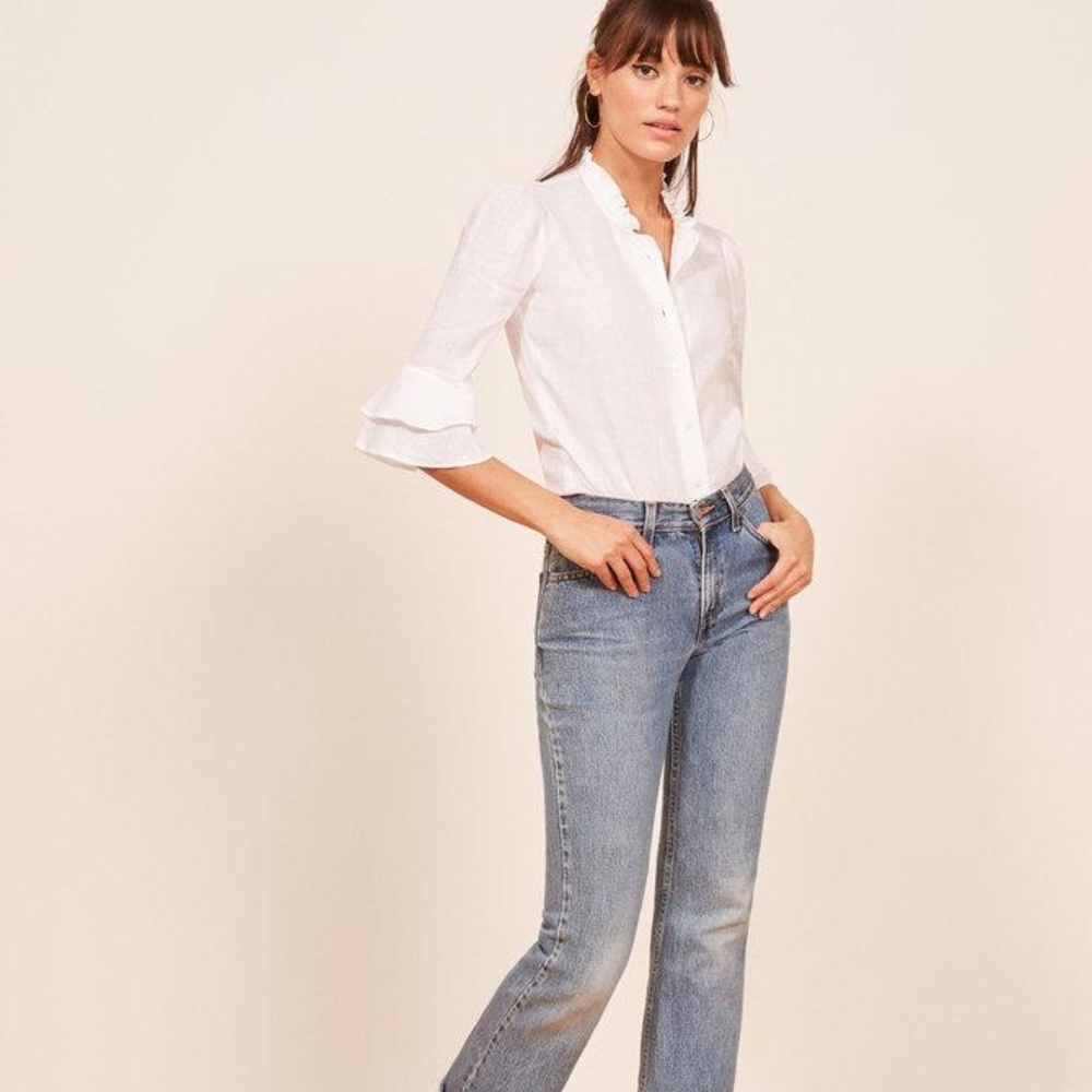 reformation bloom blouse